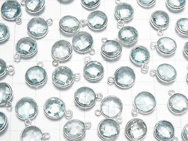 [Video] High Quality Sky Blue Topaz AAA- Bezel Setting Round Cut 9x9mm Silver925 4pcs