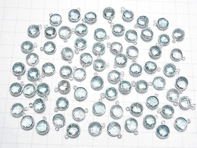 [Video] High Quality Sky Blue Topaz AAA- Bezel Setting Round Cut 9x9mm Silver925 4pcs