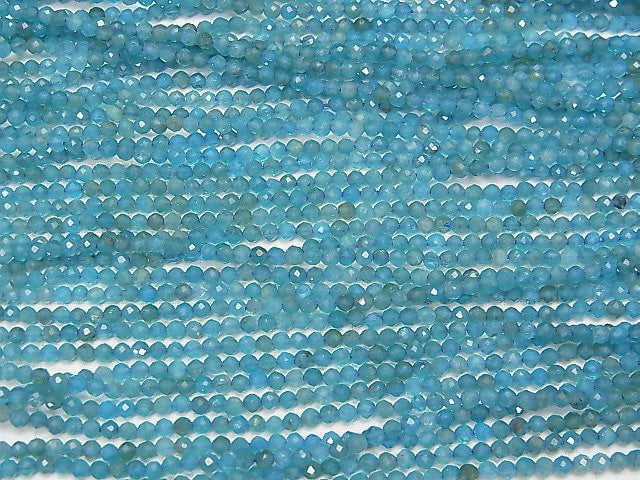 [Video]High Quality! Blue Apatite AA++ Faceted Round 2mm 1strand beads (aprx.15inch/37cm)