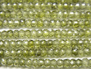 [Video] High Quality! Cubic Zirconia AAA Faceted Button Rondelle 3x3x2mm [Green] 1strand beads (aprx.15inch / 36cm)