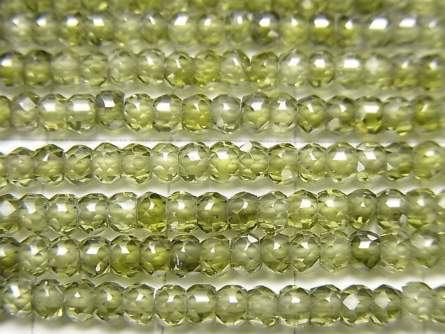 [Video] High Quality! Cubic Zirconia AAA Faceted Button Roundel 3x3x2mm [Green] 1strand beads (aprx.15inch / 36cm)