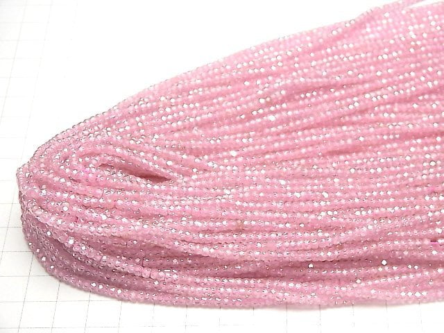 [Video] High Quality! Cubic Zirconia AAA Faceted Button Rondelle 3x3x2mm [Pink] 1strand beads (aprx.15inch / 36cm)