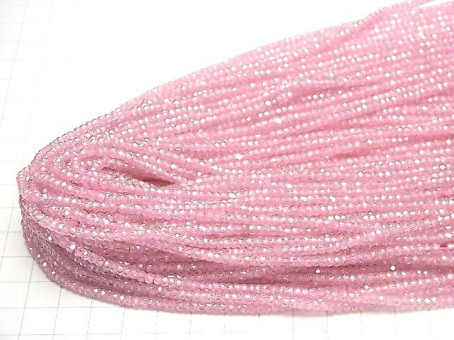 [Video] High Quality! Cubic Zirconia AAA Faceted Button Roundel 3x3x2mm [Pink] 1strand beads (aprx.15inch / 36cm)