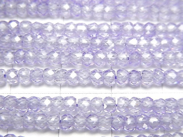 [Video] High Quality! Cubic Zirconia AAA Faceted Button Rondelle 3x3x2mm [Lavender Blue] 1strand beads (aprx.15inch / 36cm)