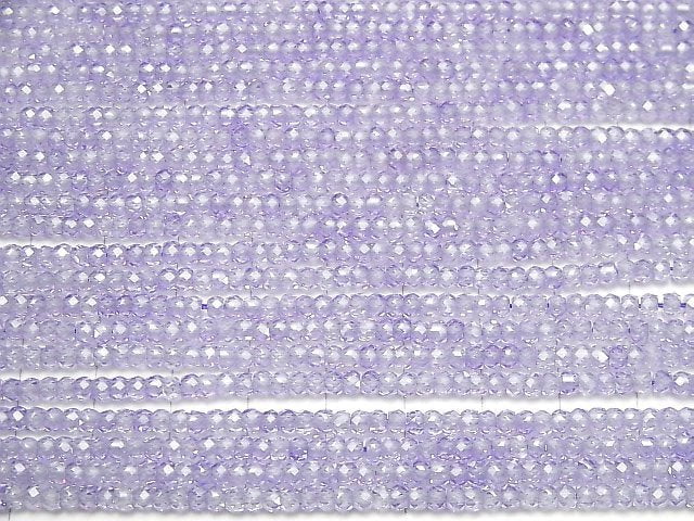 [Video] High Quality! Cubic Zirconia AAA Faceted Button Roundel 3x3x2mm [Lavender Blue] 1strand beads (aprx.15inch / 36cm)