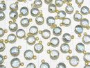 [Video] High Quality Sky Blue Topaz AAA- Bezel Setting Round Cut 8x8mm 18KGP 5pcs