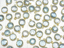 [Video] High Quality Sky Blue Topaz AAA- Bezel Setting Round Cut 9x9mm 18KGP 4pcs