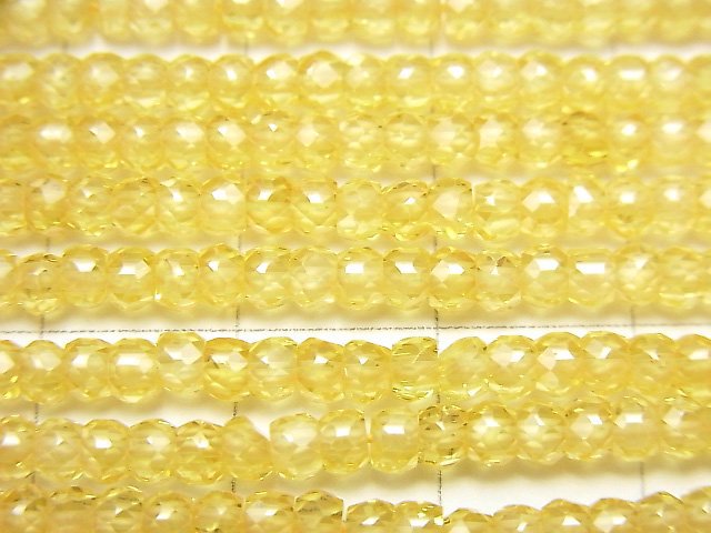 [Video] High Quality! Cubic Zirconia AAA Faceted Button Roundel 3x3x2mm [Yellow] 1strand beads (aprx.15inch / 36cm)