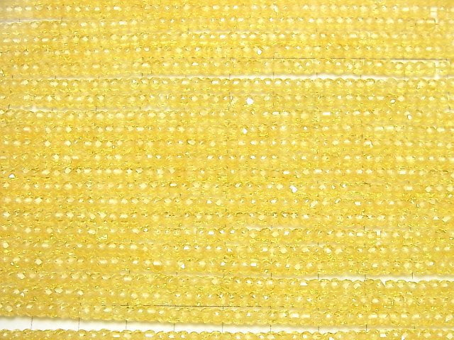 [Video] High Quality! Cubic Zirconia AAA Faceted Button Rondelle 3x3x2mm [Yellow] 1strand beads (aprx.15inch / 36cm)