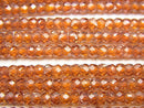 [Video] High Quality! Cubic Zirconia AAA Faceted Button Rondelle 3x3x2mm [Dark Orange] 1strand beads (aprx.15inch / 36cm)