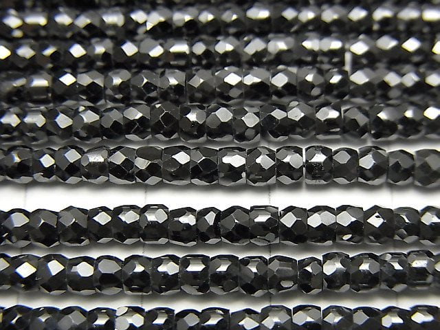 [Video] High Quality! Cubic Zirconia AAA Faceted Button Rondelle 3x3x2mm [Black] 1strand beads (aprx.15inch / 36cm)