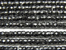 [Video] High Quality! Cubic Zirconia AAA Faceted Button Rondelle 3x3x2mm [Black] 1strand beads (aprx.15inch / 36cm)