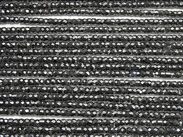 [Video] High Quality! Cubic Zirconia AAA Faceted Button Rondelle 3x3x2mm [Black] 1strand beads (aprx.15inch / 36cm)