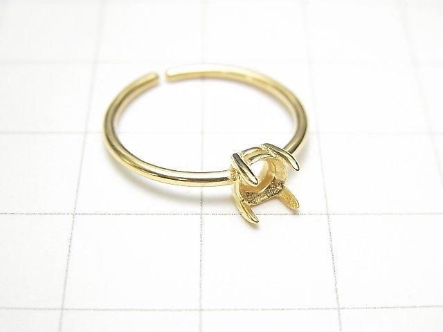 [Video]Silver925 Ring Frame (Prong Setting) Round Faceted 4mm 18KGP Free Size 1pc