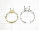 [Video]Silver925 Ring Frame (Prong Setting) Round Faceted 4mm 18KGP Free Size 1pc