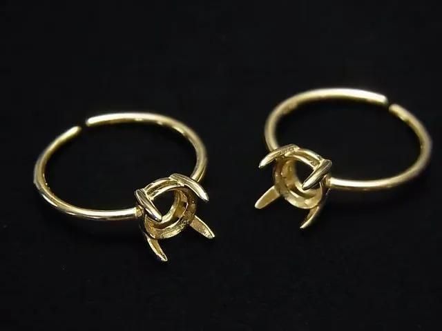 [Video] Silver925 Ring Frame (Prong Setting) Round Faceted 6mm 18KGP Free Size 1pc