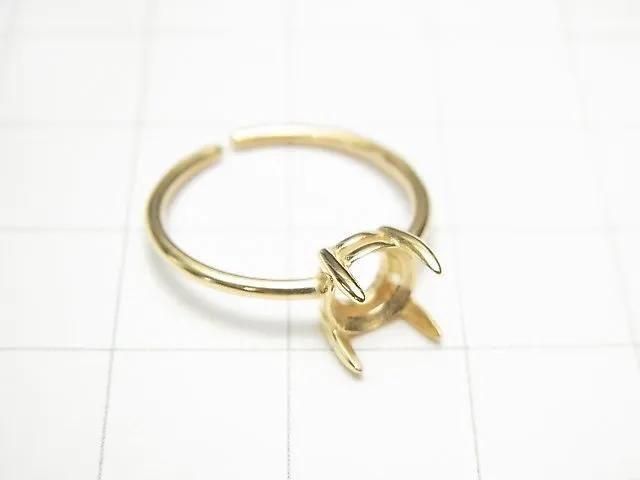 [Video] Silver925 Ring Frame (Prong Setting) Round Faceted 6mm 18KGP Free Size 1pc