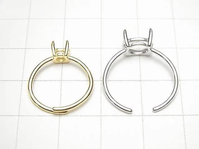 [Video] Silver925 Ring Frame (Prong Setting) Round Faceted 6mm 18KGP Free Size 1pc