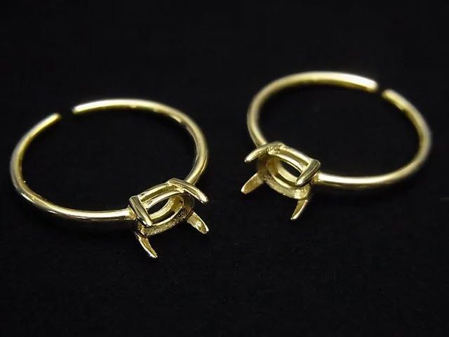 [Video]Silver925 Ring Frame (Prong Setting) Horizontal Oval Faceted 6x4mm 18KGP Free Size 1pc