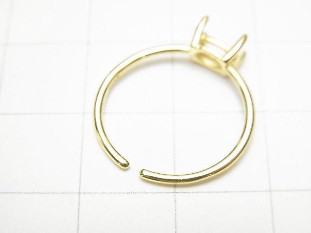 [Video] Silver925 Ring Frame (Prong Setting) Horizontal Oval Faceted 6x4mm 18KGP Free Size 1pc