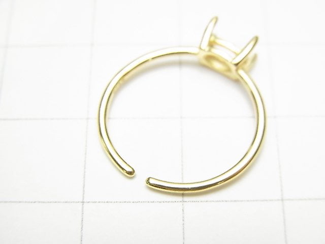 [Video]Silver925 Ring Frame (Prong Setting) Horizontal Oval Faceted 6x4mm 18KGP Free Size 1pc