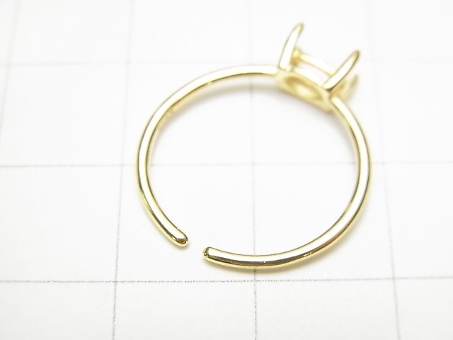 [Video] Silver925 Ring Frame (Prong Setting) Sideways Oval Faceted 6x4mm 18KGP Free Size 1pc