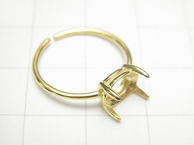 [Video] Silver925 Ring Frame (Prong Setting) Sideways Oval Faceted 8x6mm 18KGP Free Size 1pc