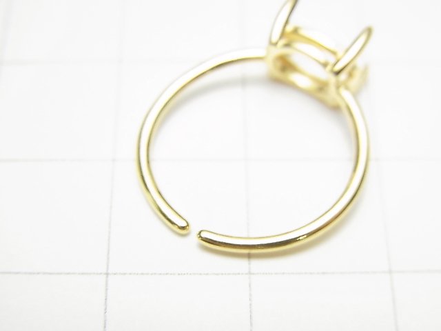 [Video]Silver925 Ring Frame (Prong Setting) Horizontal Oval Faceted 8x6mm 18KGP Free Size 1pc