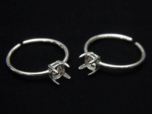 [Video] Silver925 Ring Frame (Prong Setting) Round Faceted 4mm Rhodium Plated One Size Fits All 1pc