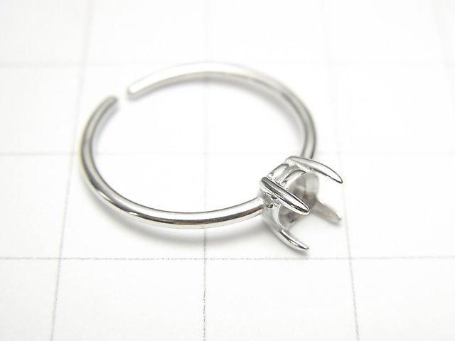 [Video] Silver925 Ring Frame (Prong Setting) Round Faceted 4mm Rhodium Plated One Size Fits All 1pc