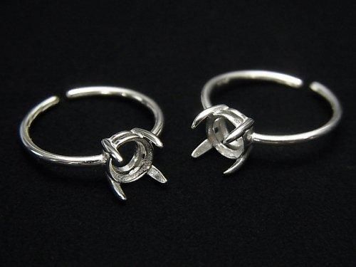 [Video] Silver925 Ring Frame (Prong Setting) Round Faceted 6mm Rhodium Plated One Size Fits All 1pc