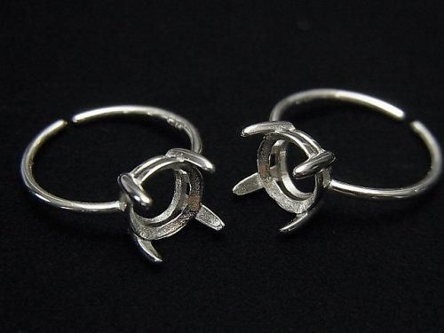 [Video] Silver925 Ring Frame (Prong Setting) Round Faceted 8mm Rhodium Plated Free Size 1pc
