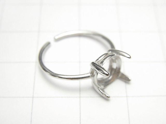 [Video] Silver925 Ring Frame (Prong Setting) Round Faceted 8mm Rhodium Plated One Size Fits All 1pc