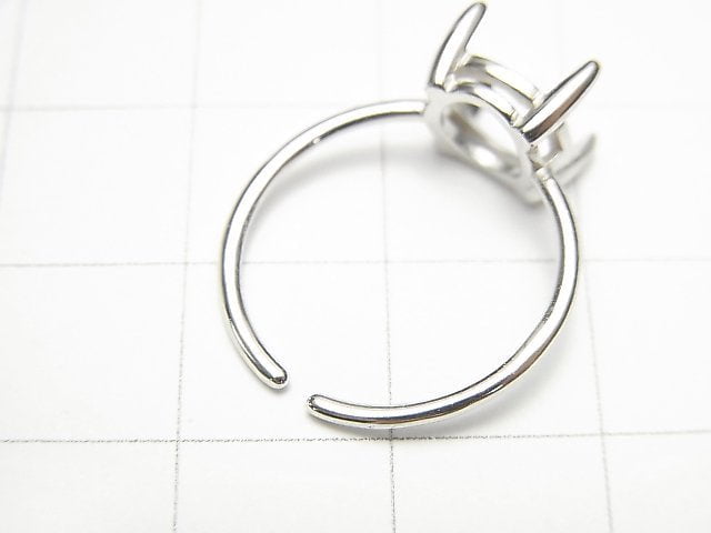 [Video] Silver925 Ring Frame (Prong Setting) Round Faceted 8mm Rhodium Plated Free Size 1pc