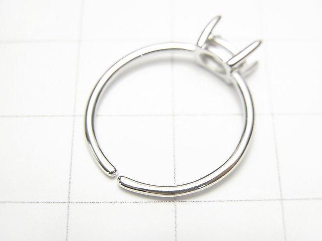 [Video] Silver925 Ring Frame (Prong Setting) Sideways Oval Faceted 6x4mm Rhodium Plated One Size Fits All 1pc