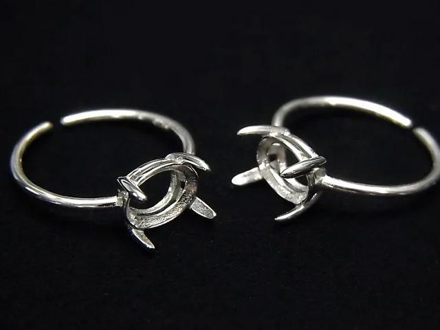 [Video] Silver925 Ring Frame (Prong Setting) Sideways Oval Faceted 8x6mm Rhodium Plated One Size Fits All 1pc