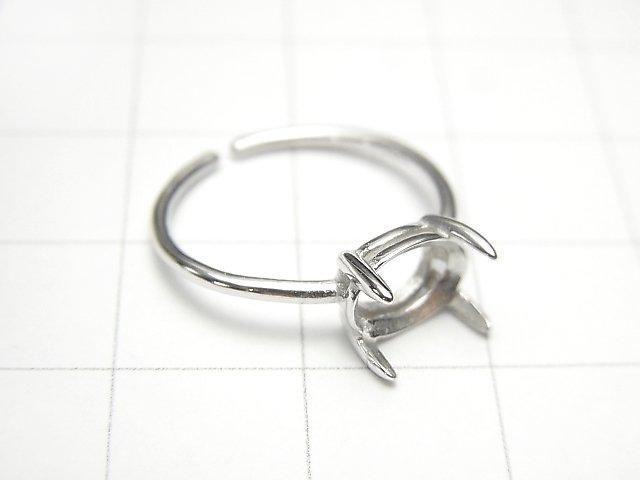 [Video] Silver925 Ring Frame (Prong Setting) Sideways Oval Faceted 8x6mm Rhodium Plated One Size Fits All 1pc