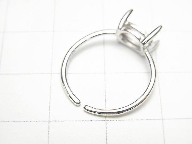 [Video] Silver925 Ring Frame (Prong Setting) Sideways Oval Faceted 8x6mm Rhodium Plated One Size Fits All 1pc