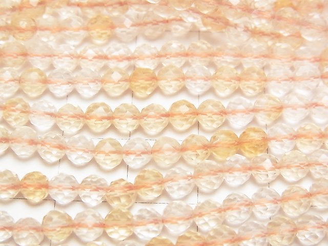 [Video]High Quality! Crystal x Citrine AA++ Faceted Round 4mm 1strand beads (aprx.15inch/37cm)