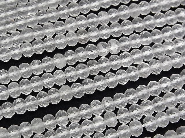 [Video]High Quality! Crystal AA++ Faceted Button Rondelle 6x6x4mm 1strand beads (aprx.15inch/36cm)