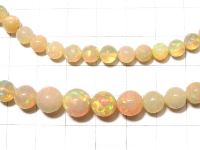 [Video] [One of a kind] Top Quality Precious Opal AAAAA Round 5-8.5mm Size Gradation 1strand beads (aprx.16inch / 40cm) NO.3