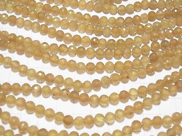 [Video] High Quality! Yellow Apatite AA Faceted Round 6mm 1strand beads (aprx.15inch / 37cm)