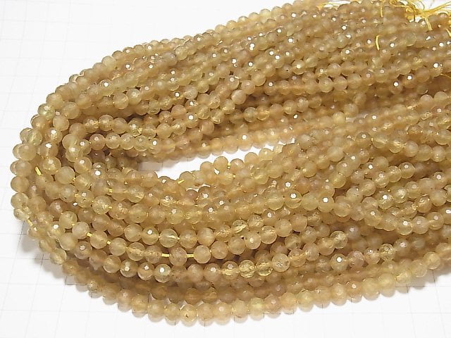 [Video] High Quality! Yellow Apatite AA Faceted Round 6mm 1strand beads (aprx.15inch / 37cm)