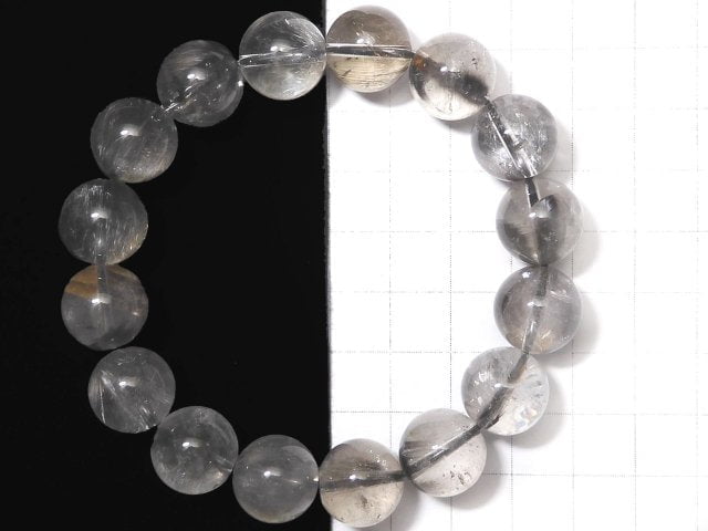 [Video] [One of a kind] Platinum Rutilated Quartz AAA- Round 13mm Bracelet NO.36