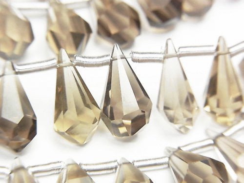 Drop, Faceted Briolette, Smoky Quartz Gemstone Beads