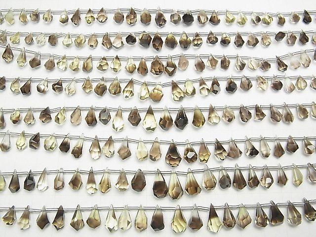 [Video] High Quality Lemon x Smoky Quartz AAA Rough Drop Faceted Briolette Half or 1-Strand Beads (approx. 6 inches/16 cm)