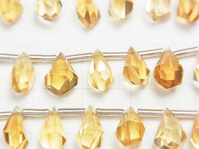 [Video]High Quality Citrine AAA Rough Drop Faceted Briolette half or 1strand beads (aprx.6inch/16cm)