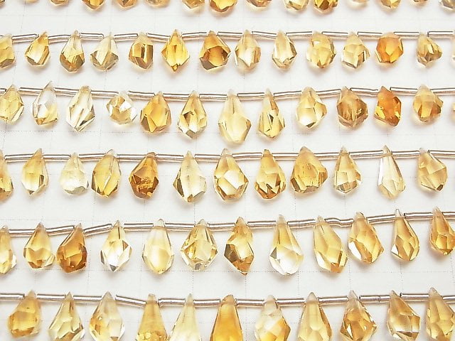 [Video]High Quality Citrine AAA Rough Drop Faceted Briolette half or 1strand beads (aprx.6inch/16cm)