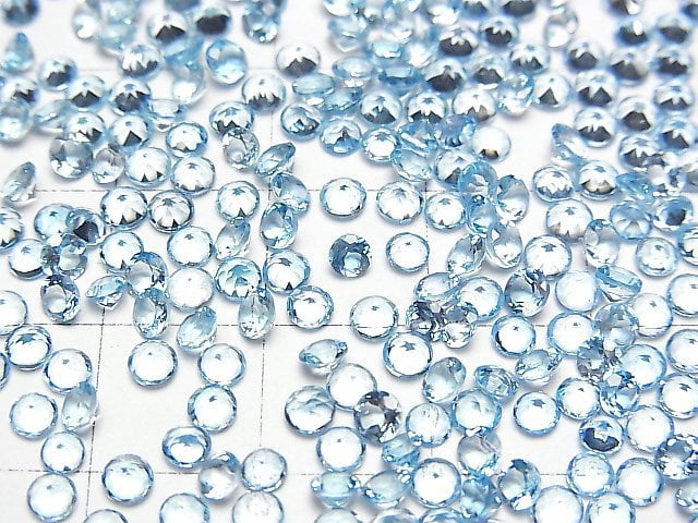 [Video]High Quality Swiss Blue Topaz AAA Loose stone Round Faceted 3x3mm 10pcs