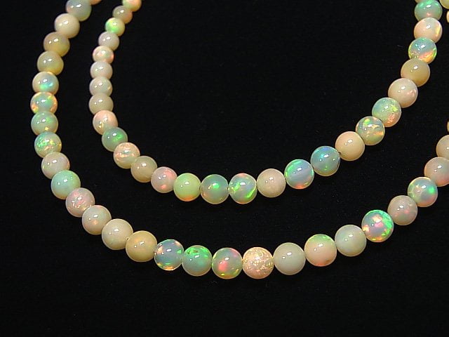 [Video] [One of a kind] High Quality Precious Opal AAAA Round 2.5-4.5mm Size Gradation Necklace NO.4